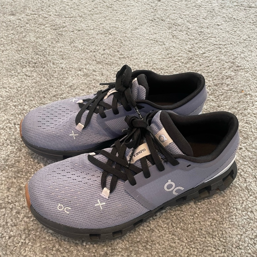 On Running Cloud X Gray/Purple Athletic Shoes